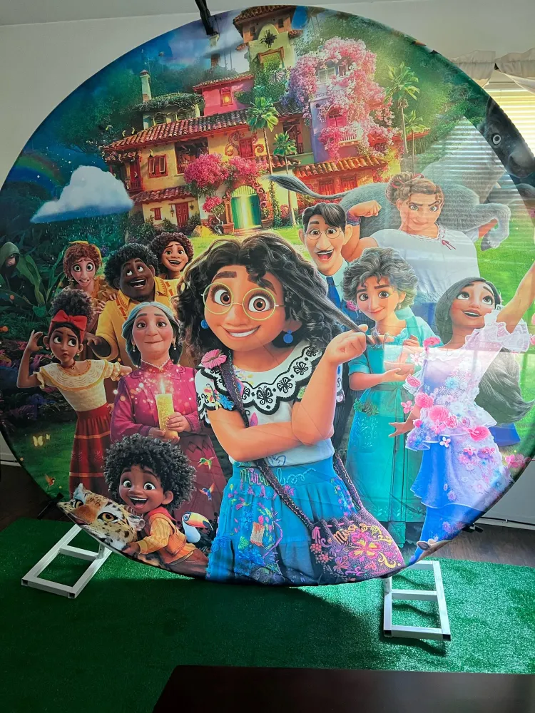 Princesse fond rond film Encanto princesse cercle toile de fond pour la photographie filles anniversaire Photo fond printe...