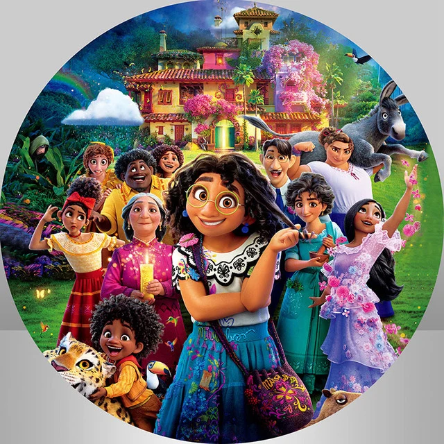 Princesse fond rond film Encanto princesse cercle toile de fond pour la photographie filles anniversaire Photo fond printe...