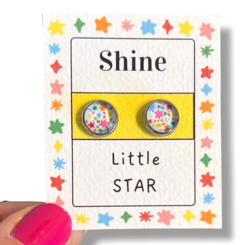 Puces d'Oreilles Enfant Etoiles Multicolores
