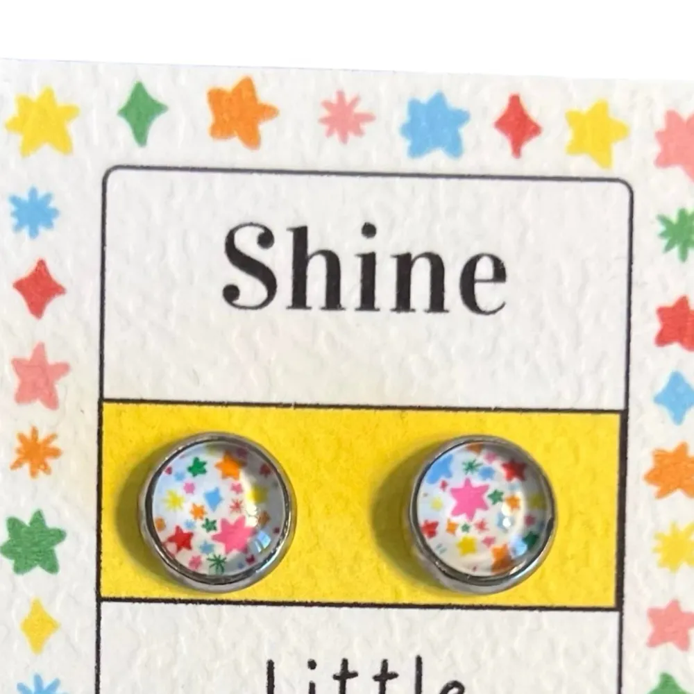 Puces d'Oreilles Enfant Etoiles Multicolores