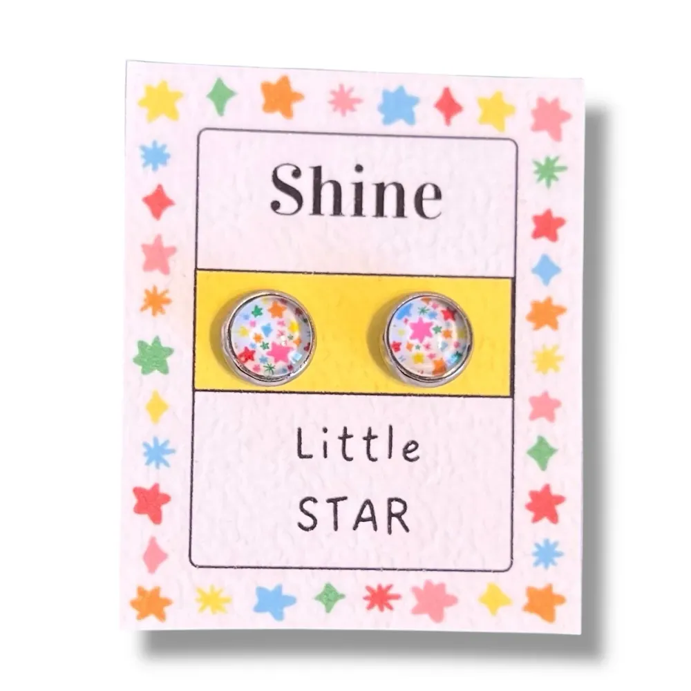 Puces d'Oreilles Enfant Etoiles Multicolores