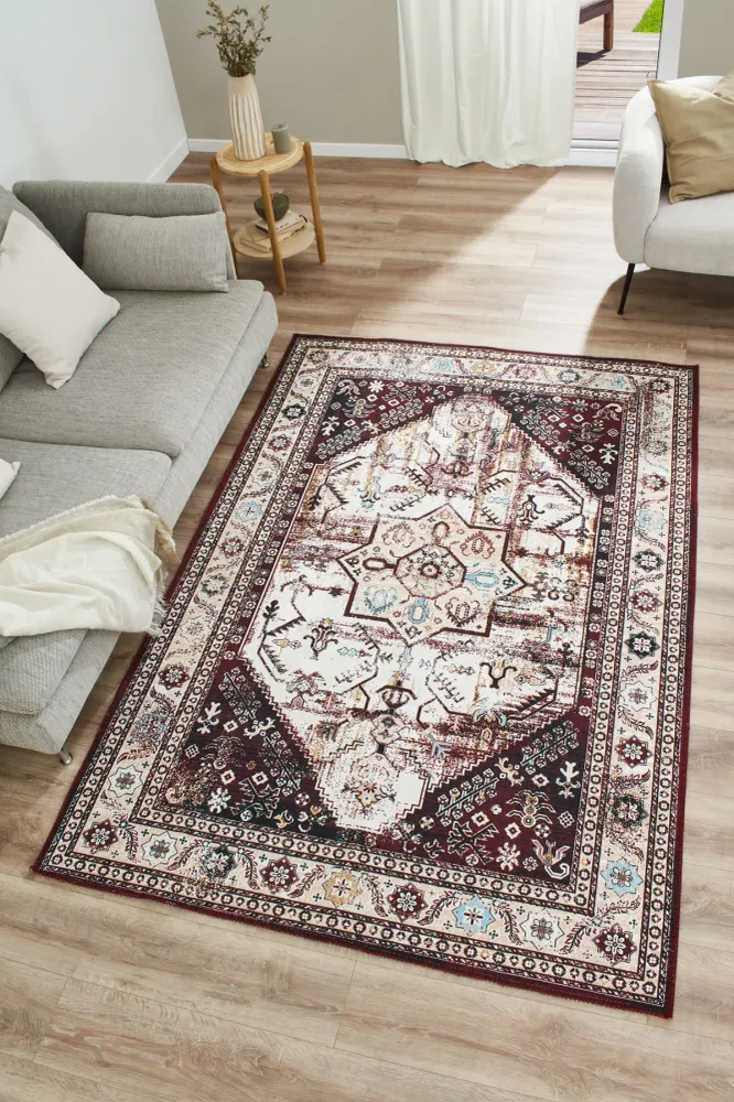RADOM - Tapis de salon style vintage lavable en machine - RAD41ROU