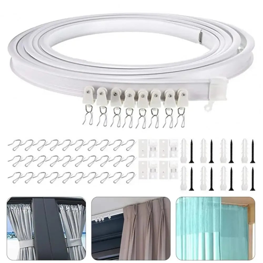 Rail de rideau coulissant flexible pour plafond - Système silencieux et pliable pour séparation de pièce