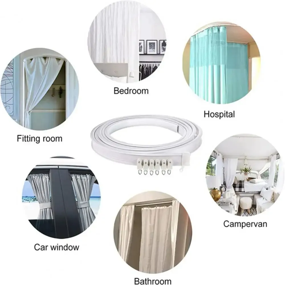 Rail de rideau coulissant flexible pour plafond - Système silencieux et pliable pour séparation de pièce