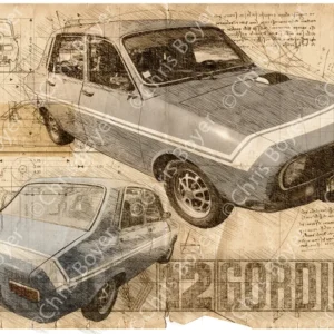 ART PRINT "DA VINCI" - R12 RENAULT 12 GORDINI BLEUE - Ref : DV030