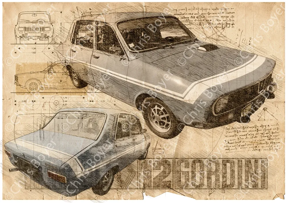 ART PRINT "DA VINCI" - R12 RENAULT 12 GORDINI BLEUE - Ref : DV030