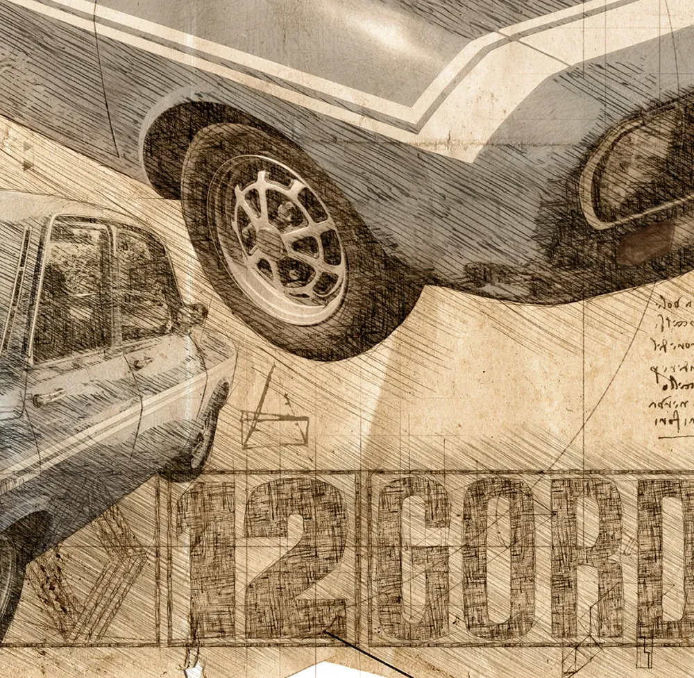 ART PRINT "DA VINCI" - R12 RENAULT 12 GORDINI BLEUE - Ref : DV030