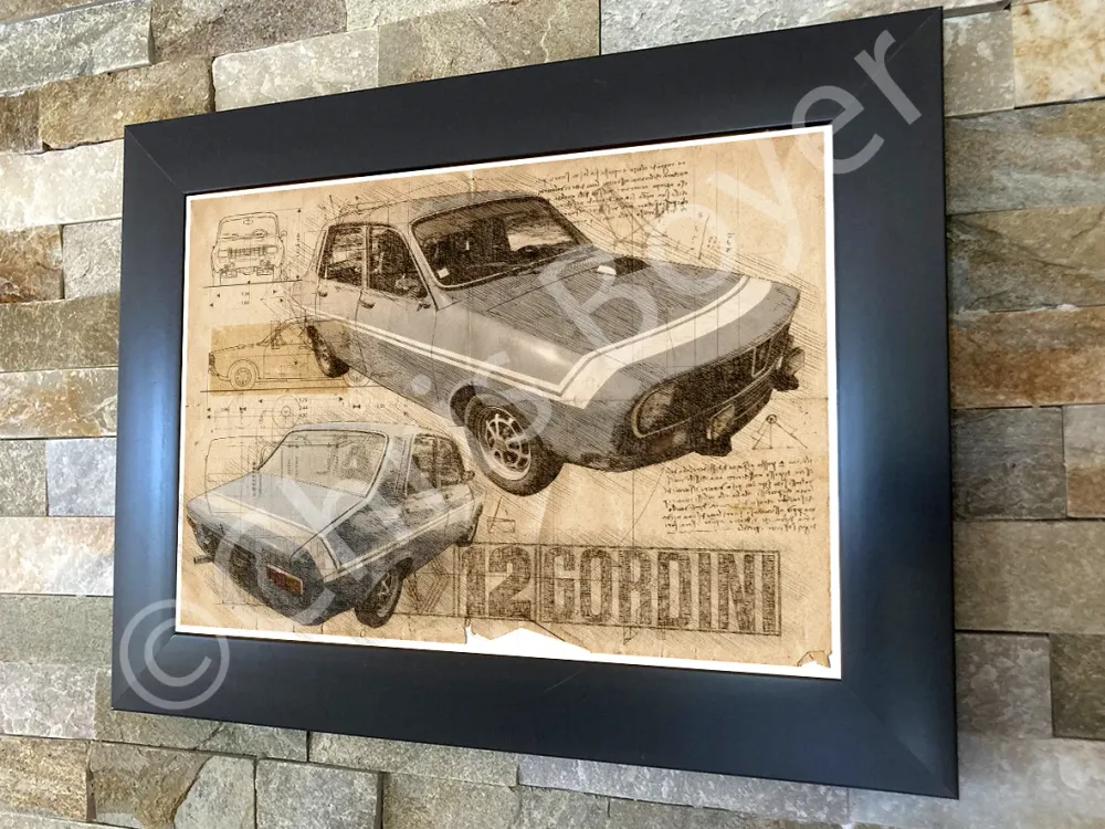 ART PRINT "DA VINCI" - R12 RENAULT 12 GORDINI BLEUE - Ref : DV030
