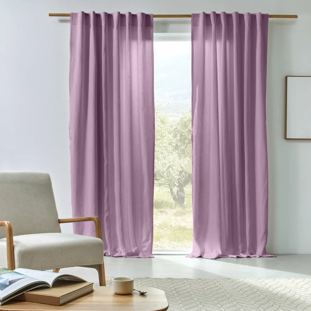 Rideau lin doublure coton lilas