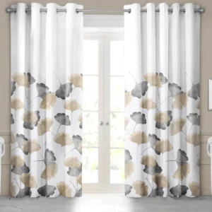 Rideau occultant Tracy 54 po x 96 po blanc avec motif gris