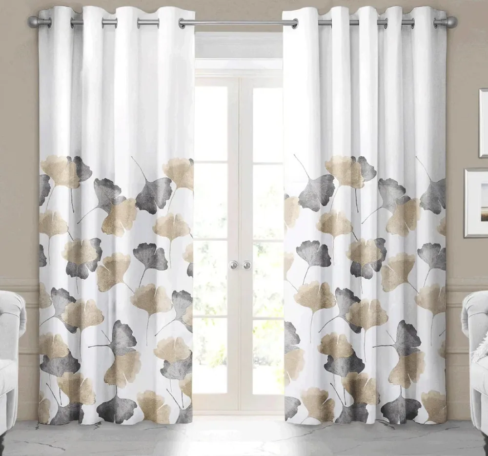 Rideau occultant Tracy 54 po x 96 po blanc avec motif gris