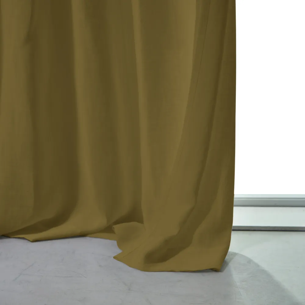 Rideau sur mesure en lin froissé vert olive