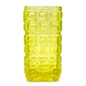 Riihimäki / Riihimäen Lasi (Finlande) Vase 'Taalari' 8", en jaune (Uranium Glow) | Modèle #5763 | Conçu par Tamara Aladin...
