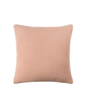 Riva Yard Lark Muslin Crinkle 45x45cm Cushion, Pink Clay