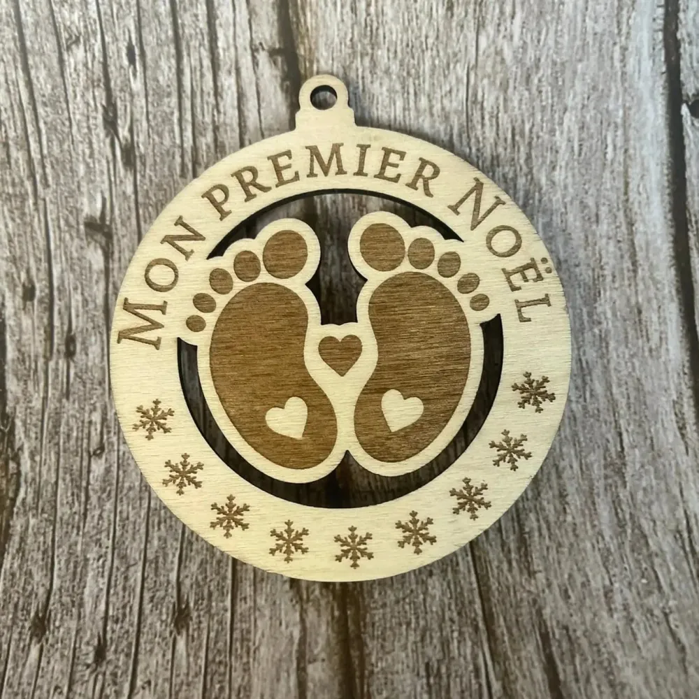 Décoration de Noël "Mon Premier Noël" en bois – Gravure laser personnalisée pour bébé ROUSSILLON CRÉATIONS