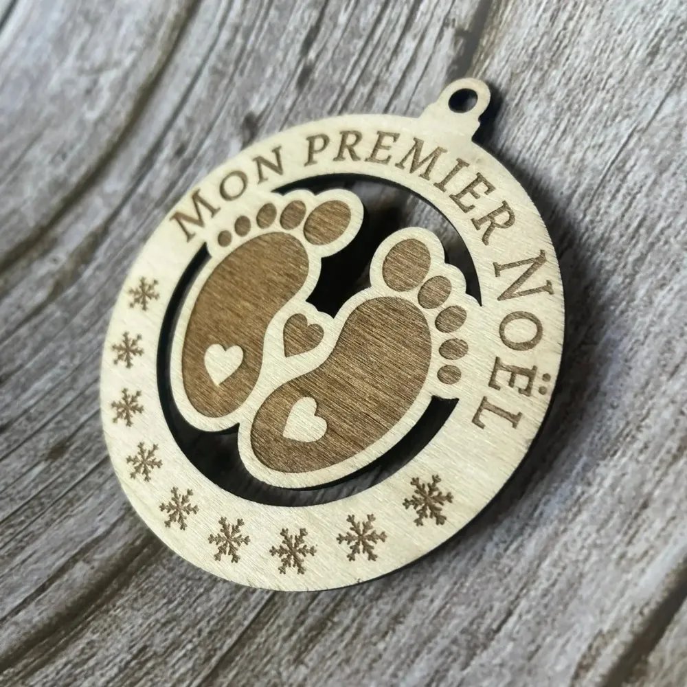Décoration de Noël "Mon Premier Noël" en bois – Gravure laser personnalisée pour bébé ROUSSILLON CRÉATIONS