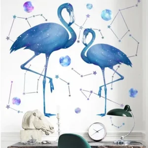 Stickers Muraux Flamant Rose Bleu Royaume Flamant Rose