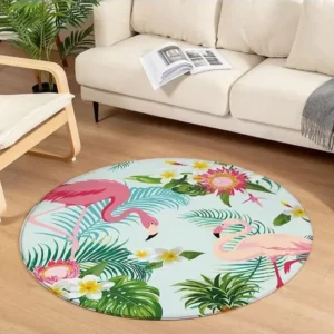 Tapis Rond Flamant Rose Salon Royaume Flamant Rose