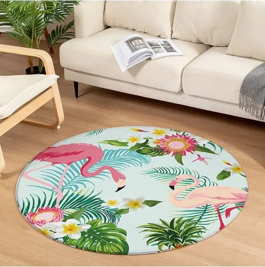 Tapis Rond Flamant Rose Salon Royaume Flamant Rose