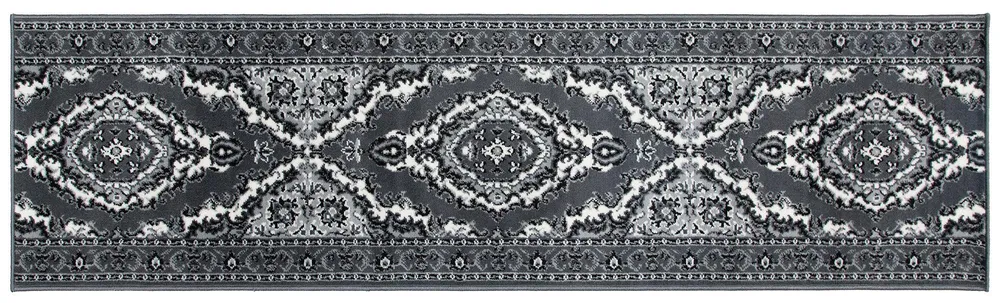 Tapis d'escalier résistant pour cuisine - Médaillon traditionnel gris Texas Rug Masters