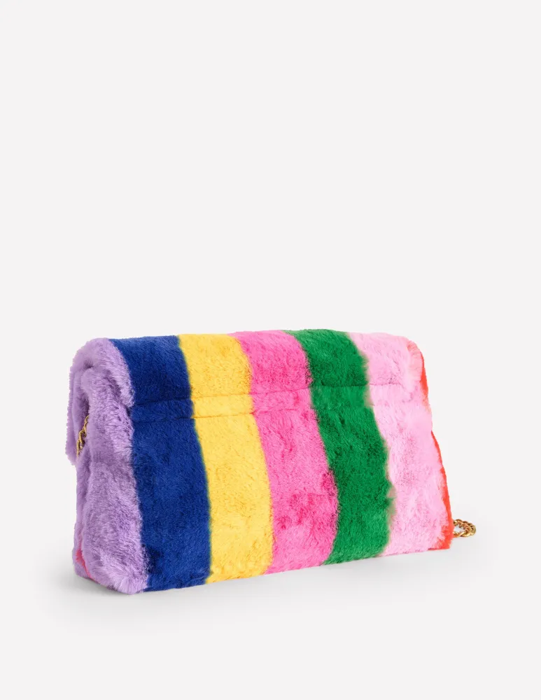 Sac en fausse fourrure rayé-Multicolore