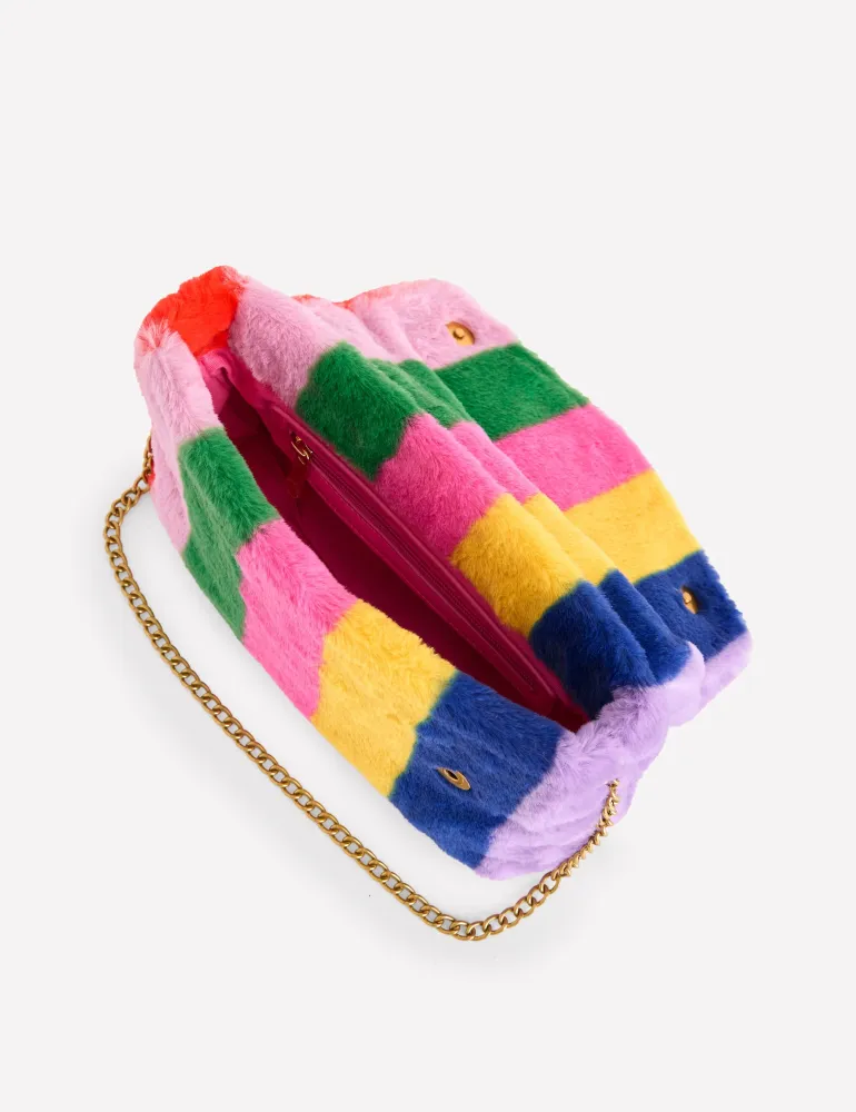 Sac en fausse fourrure rayé-Multicolore