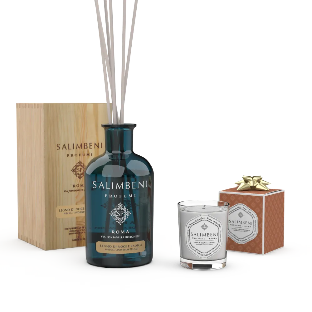 Bois de Noyer et Bruyère 1000ml + Bougie Parfumée de votre choix en ESSAI GRATUIT Salimbeni Profumi BE