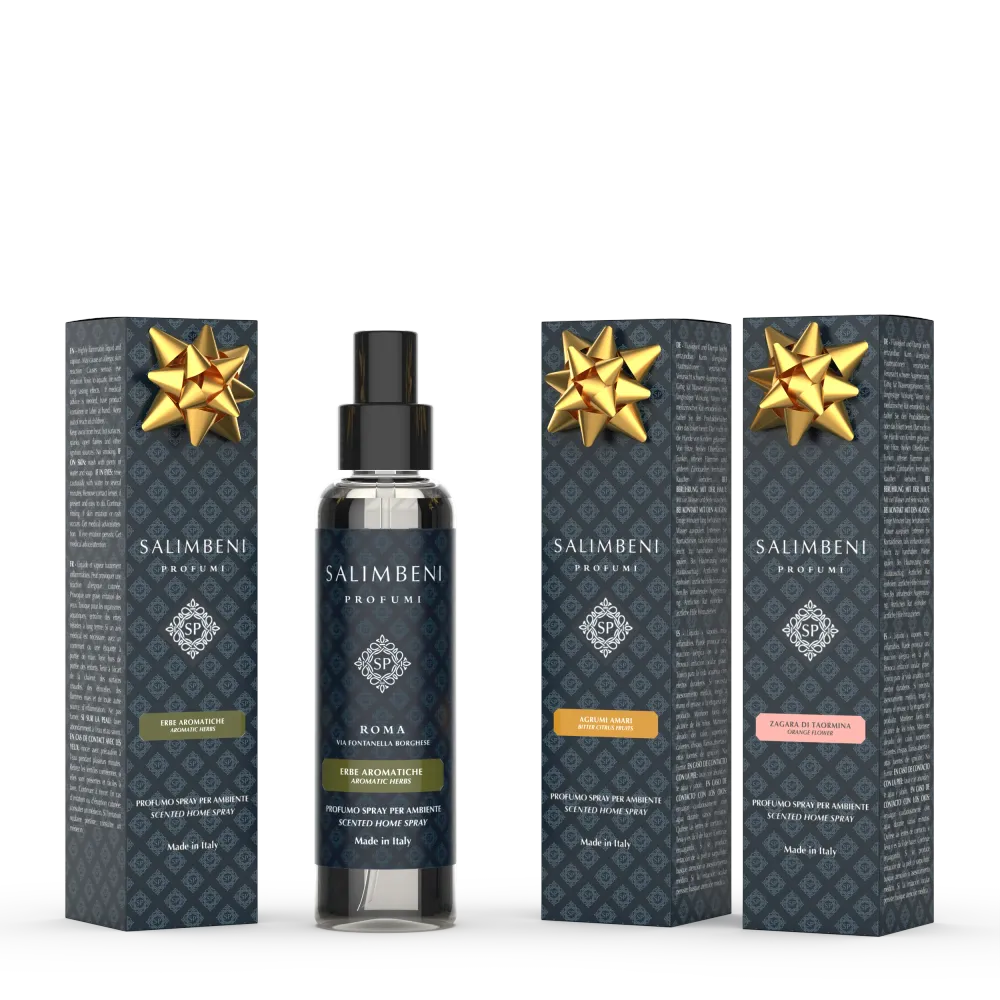 3 Vaporisateurs d'Intérieur 150 ml (Plantes Aromatiques + Agrumes Amers + Oranger de Taormine) Salimbeni Profumi FR
