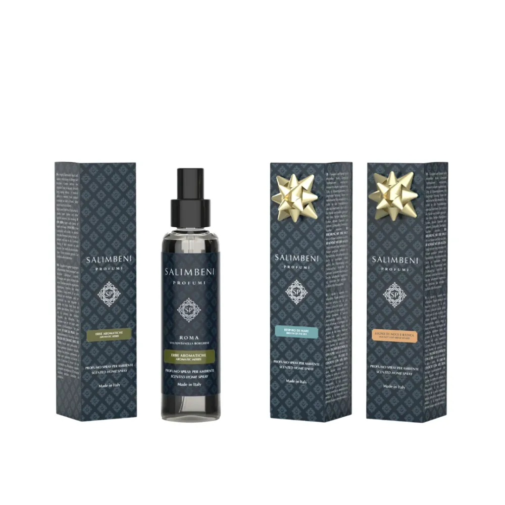 3 Vaporisateurs d'Intérieur 150 ml (Plantes Aromatiques + Brise Marine + Bois de Noyer et Bruyère) Salimbeni Profumi FR
