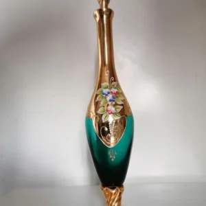 Carafe en verre soufflé de murano, peinte et doré à l'or fin Salle des Ventes La Découverte