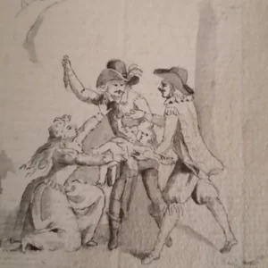 Dessin esquisse attribué à Henri Baron peintre Genevois Salle des Ventes La Découverte
