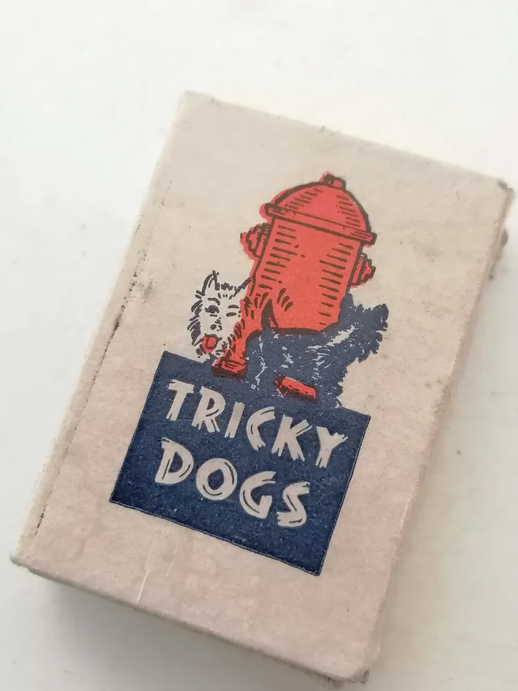 Paire de chien émenté, curiosité des Année 50 USA avec sa boîte d'origine. Salle des Ventes La Découverte