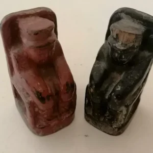 Paire de statuette ancêtre probablement Nigéria début XXème bois sculpté et peint. Salle des Ventes La Découverte