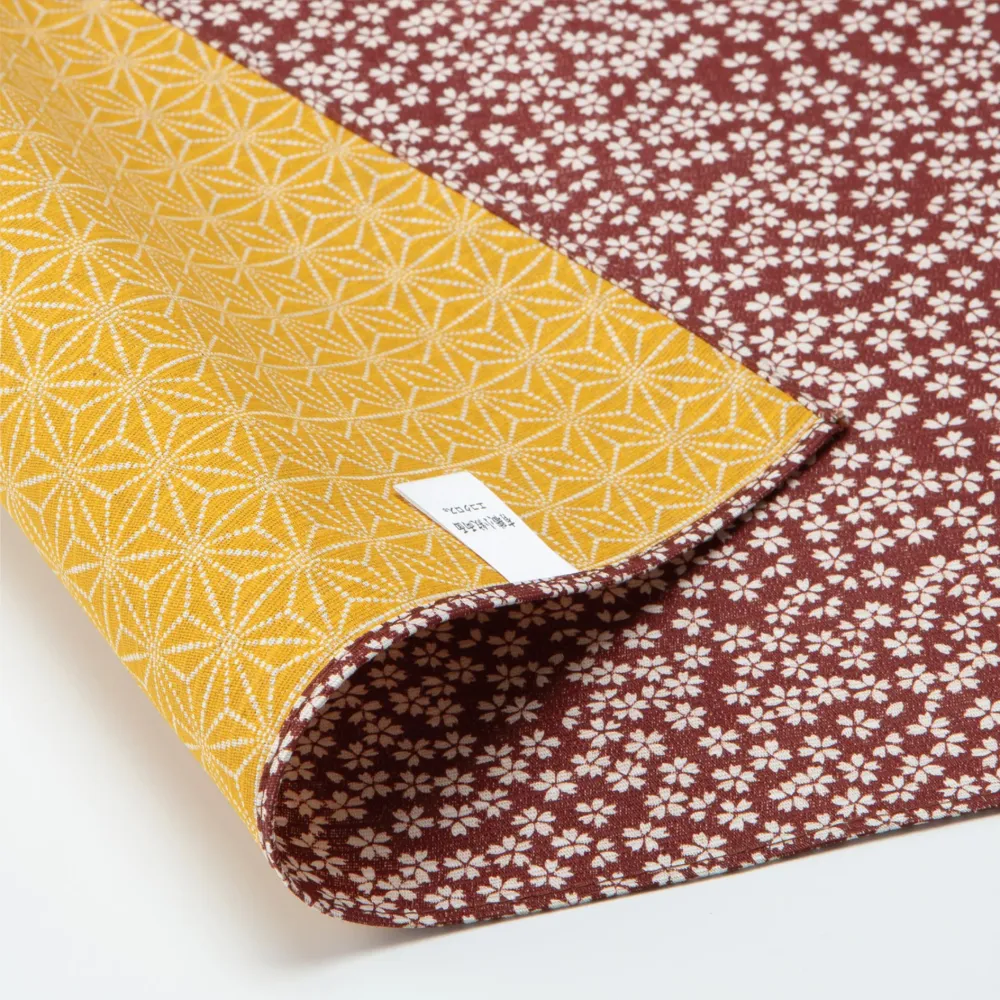 Furoshiki double face Asanoha Sakura (rouge bordeaux et or, 50 cm) Sanyo Shoji