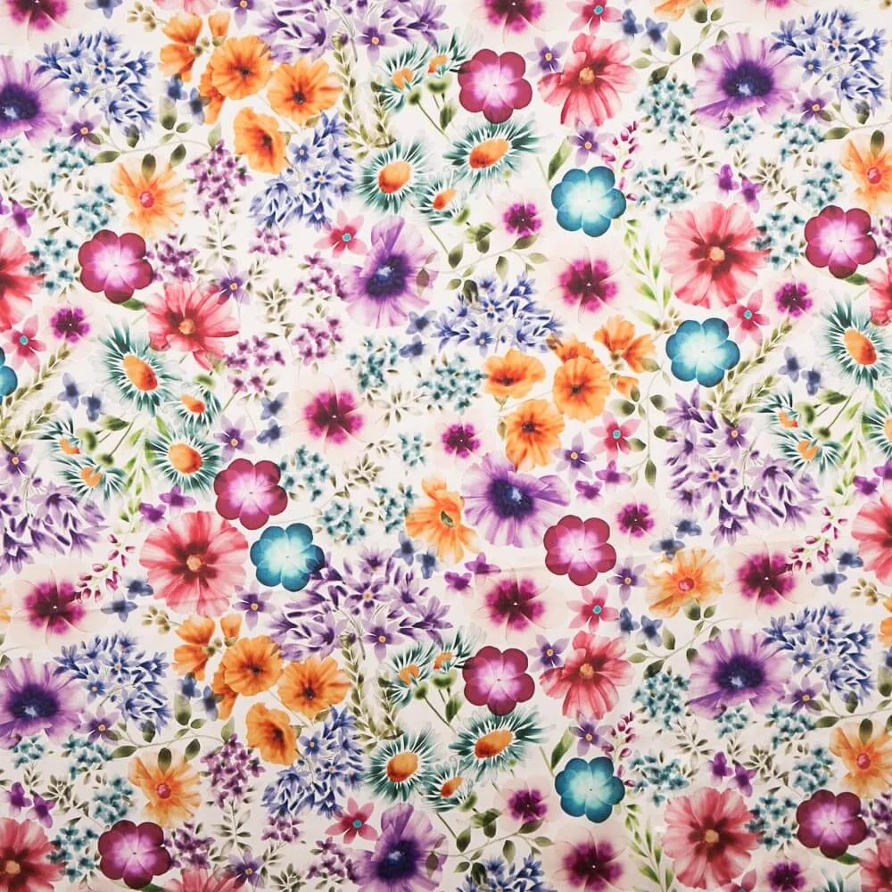 Satin Spandex Fleur Cretonne Mauve