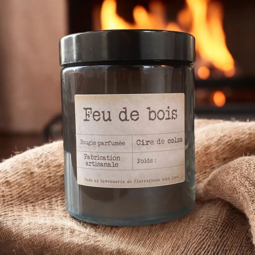 Bougie végétale parfumée "Feu de bois" Savonnerie de Pierrefonds