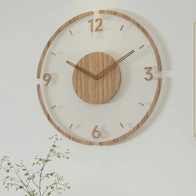 ScandiTime - Horloge Murale Silencieuse en Bois Vrai 35 cm
