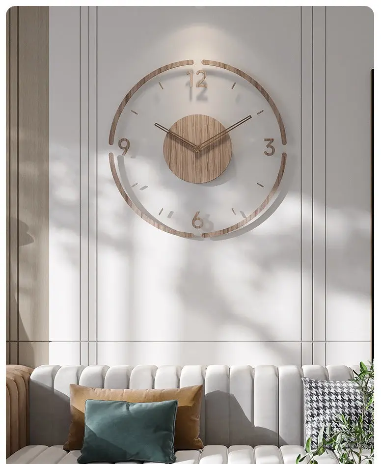 ScandiTime - Horloge Murale Silencieuse en Bois Vrai 35 cm