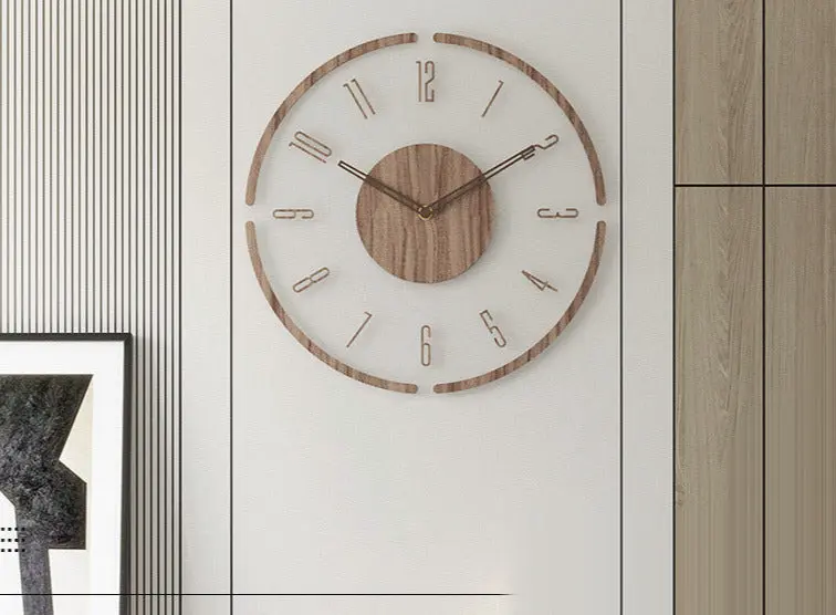 ScandiTime - Horloge Murale Silencieuse en Bois Vrai 35 cm