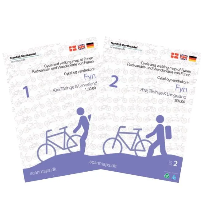 Carte cycliste et pédestre - Fionie / Fyn (Danemark) | Scanmaps