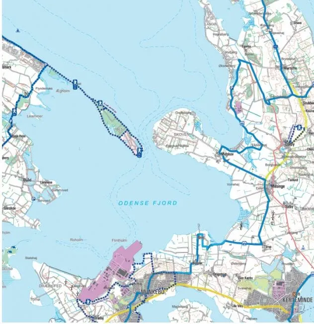 Carte cycliste et pédestre - Fionie / Fyn (Danemark) | Scanmaps