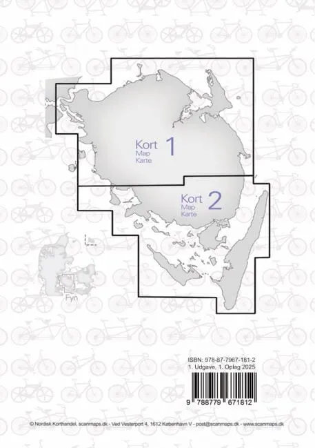 Carte cycliste et pédestre - Fionie / Fyn (Danemark) | Scanmaps