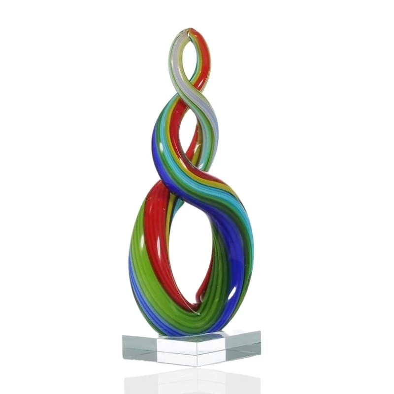Sculpture Contemporaine Multicolore de Verre