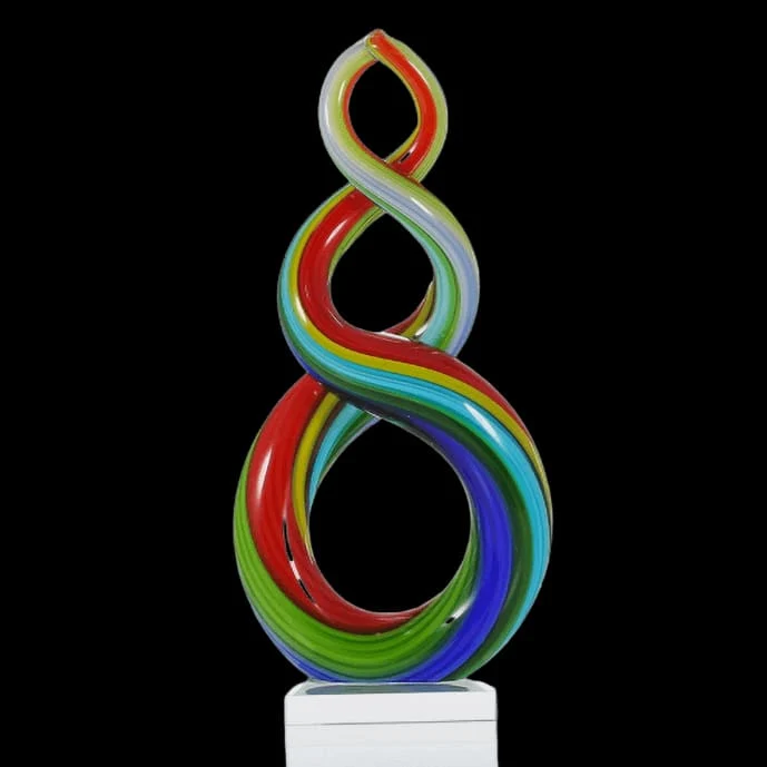 Sculpture Contemporaine Multicolore de Verre
