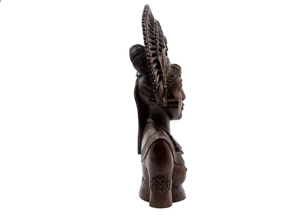 Sculpture sur bois, figure féminine ethnique, Thaïlande