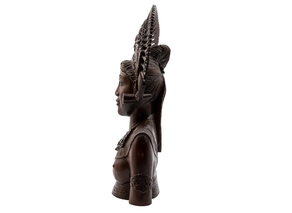 Sculpture sur bois, figure féminine ethnique, Thaïlande