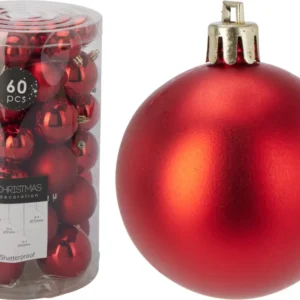 Set de boules de noël 60pcs rouge