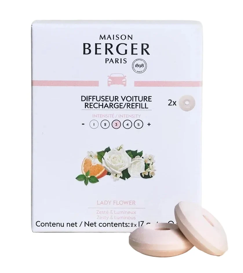 Set de parfum auto Maison Berger - Autoparfum - Lady Flower - 45mm - 3 pièces