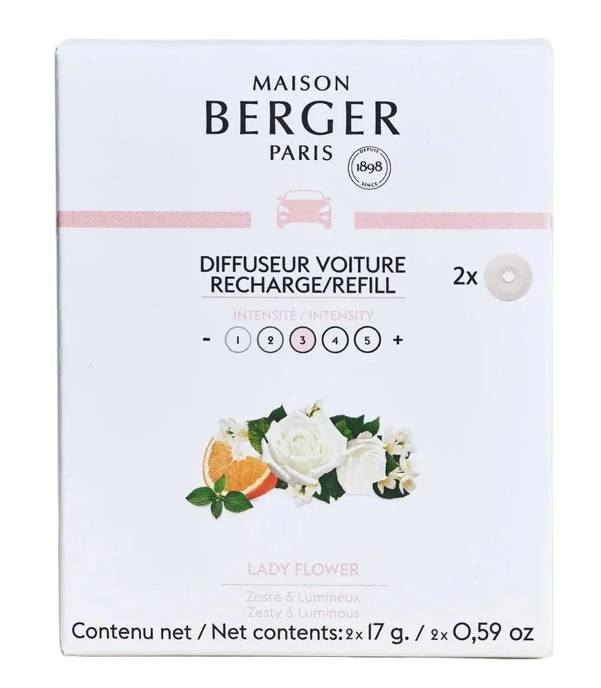 Set de parfum auto Maison Berger - Autoparfum - Lady Flower - 45mm - 3 pièces