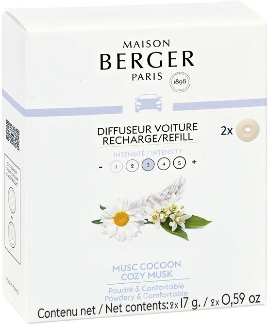 Set de recharges Maison Berger - autoparfum - Musc Cocoon - 35 mm - 2 pièces